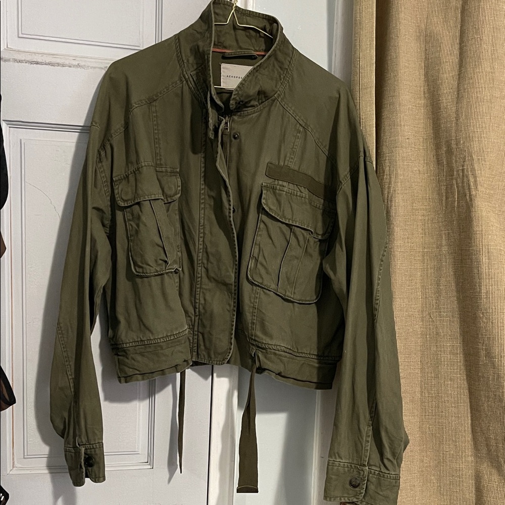 Army green cargo canvas jacket size XL